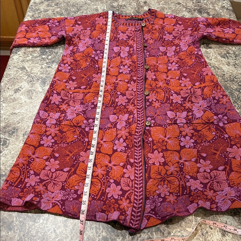 Gudrun Sjoden Ottilia Floral Knjt Coat Jacket Women’s Large - Picture 11 of 13